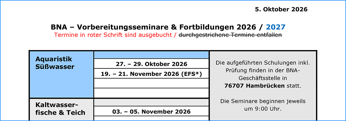 BNA-Sachkundeseminare gem. §11 TierSchG